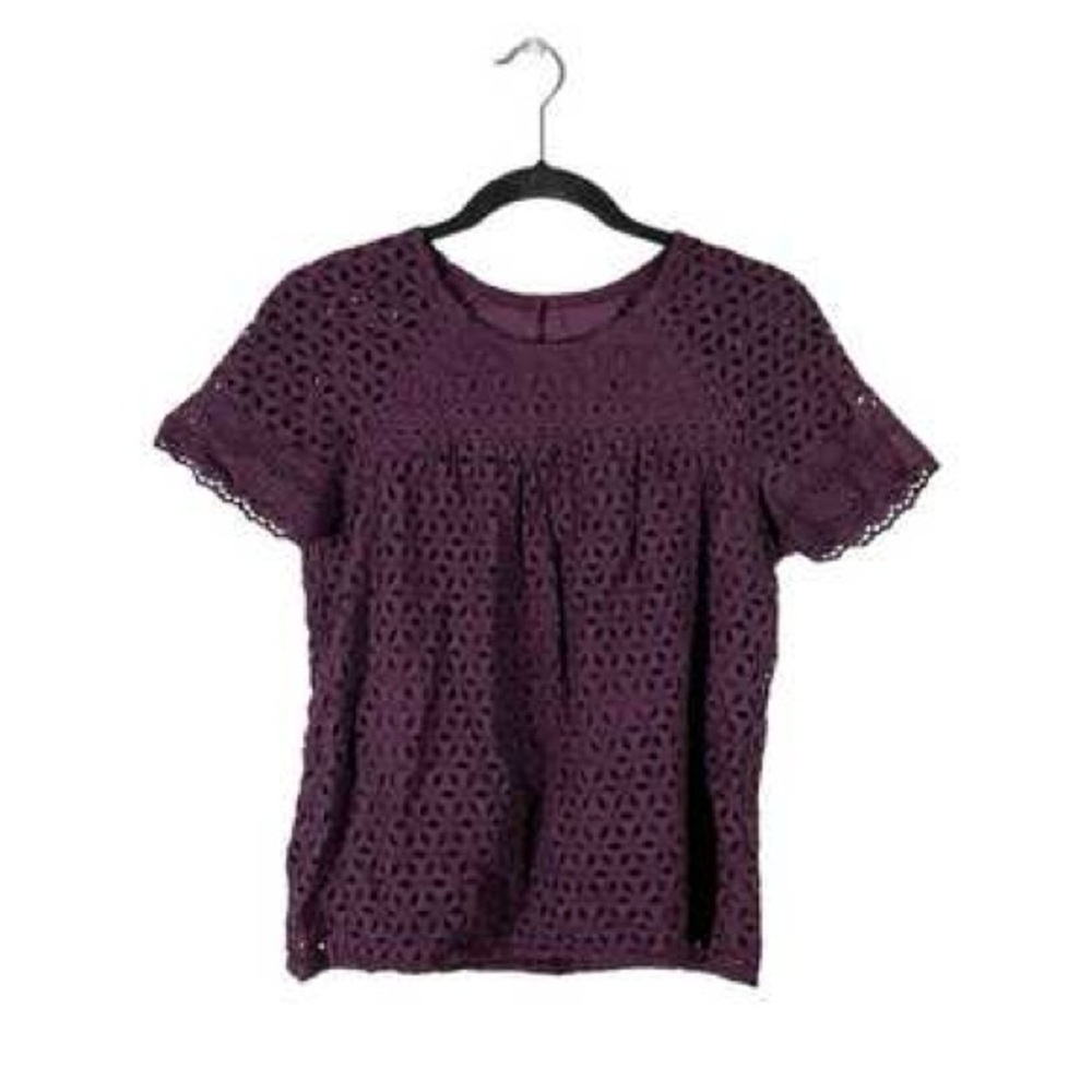 J. Crew - Purple Eyelet Women's Top size 6 - Picture 9 of 11